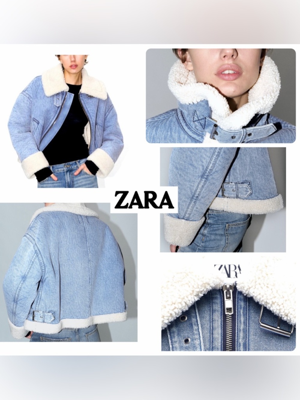 Zara sherling biker jacket women’s